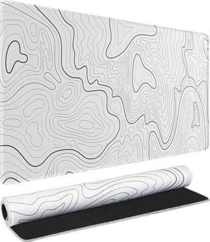 Large Mouse Pad, Water Resist Extra Gaming Large Mousepad with Stitched Edges, 31.5" x 15.7" Non-Slip Rubber Base Office Big Long Keyboard Pad for Office Gamer Home XXL, White - color: White