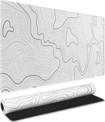 Large Mouse Pad, Water Resist Extra Gaming Large Mousepad with Stitched Edges, 31.5" x 15.7" Non-Slip Rubber Base Office Big Long Keyboard Pad for Office Gamer Home XXL, White - color: White