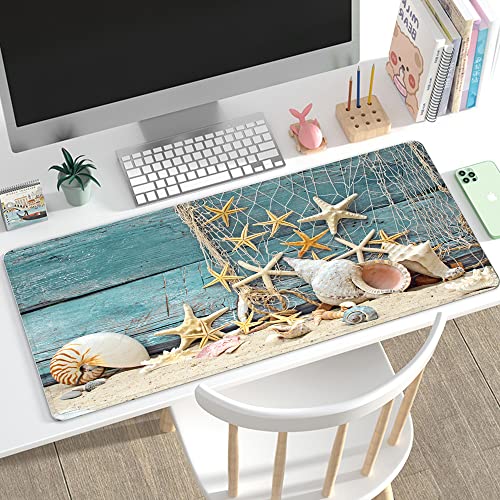 31.5x11.8 Inch Non-Slip Long Extended Large Gaming Mouse Pad with Stitched Edges XL Laptops Keyboard Mouse Mat(Starfish) - color: Sea Star