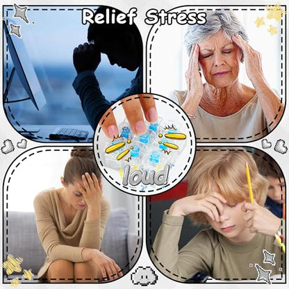 Keyboard Fidget Toy, Keyboard Keychain Fidget Toys, 9-in-1 Clicker Fidget Toy, Stress Relief Desk Decompression Button, Anxiety Relief Valentine's Day Gifts (Clear) - color: Clear