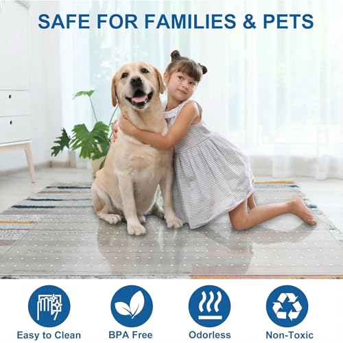 Chair Mat for Carpet, YOOMAYA 46" x 60" Office Chair Mat for Carpeted Floors, Easy Gliding Under Desk Carpet Protector, Slip Resistant Heavy Duty Plastic Floor Mat for Home, Gaming, Study Room (Clear)