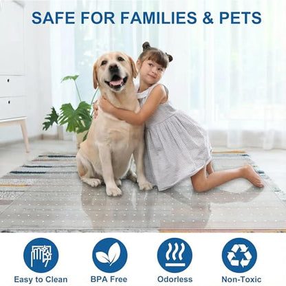 Chair Mat for Carpet, YOOMAYA 46" x 60" Office Chair Mat for Carpeted Floors, Easy Gliding Under Desk Carpet Protector, Slip Resistant Heavy Duty Plastic Floor Mat for Home, Gaming, Study Room (Clear)