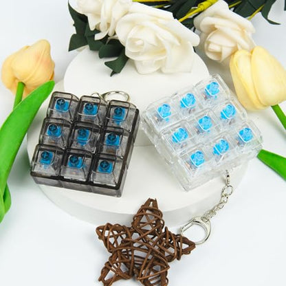 Keyboard Fidget Toy, Keyboard Keychain Fidget Toys, 9-in-1 Clicker Fidget Toy, Stress Relief Desk Decompression Button, Anxiety Relief Valentine's Day Gifts (Clear) - color: Clear
