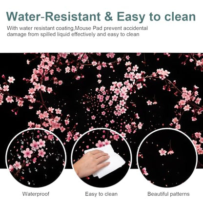 Cherry Blossom Extended Gaming Mouse Pad 35.4 x 15.7 Inch – Japanese-Inspired Desk Mat for Gaming, Office, and Study with Non-Slip Rubber Base - color: #42, size: 35.4 x 15.7 Inch