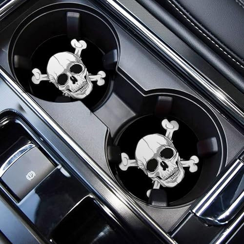 Car Cup Holder Coaster for Anime Skull Skeleton Silicone 2.75" Car Coaster Car Cup Holder Insert Coasters - color: Ops