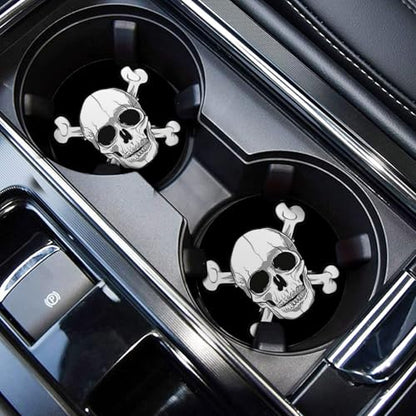 Car Cup Holder Coaster for Anime Skull Skeleton Silicone 2.75" Car Coaster Car Cup Holder Insert Coasters - color: Ops
