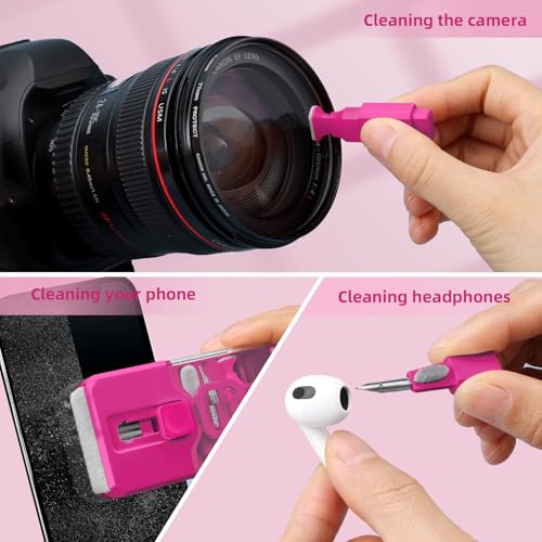 All-in-1 Keyboard Cleaner and Laptop Cleaning Kit - Professional Computer Screen-Safe Tools for MacBook and Electronics - Portable Brush Set for Gamers and Remote Professionals, HotPink - color: HotPink