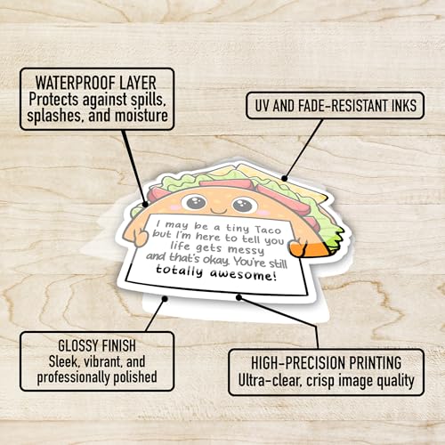 50PCS Emotional Support Animal Stickers by Puraesla– Affirmation Sticker Pack for Adults or Kids Cute Inspirational Buddies for Water Bottles, Laptops, Phones, Positive Quote Vinyl - size: S - 50PCS