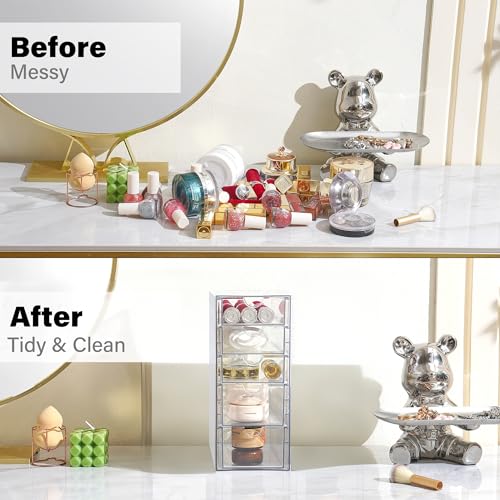 Prsildan Hair Accessories Organizer Acrylic Drawer with 5 Small Drawers | Clear, For Bathroom Vanity Office Desk, Jewelry Makeup Storage - style: 5 Drawers