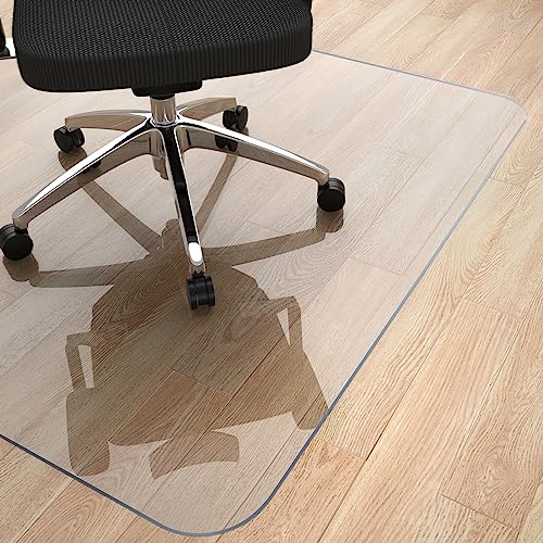 Yecaye Office Chair Mat for Hardwood Floor, Clear Computer Desk Chair Mat, PVC Heavy Duty Floor Protector for Rolling Chairs, 1.7mm Thick Chair Mat (Transparent, 46" x 60" x0.07'') - size: 46" x 60" x 0.07''