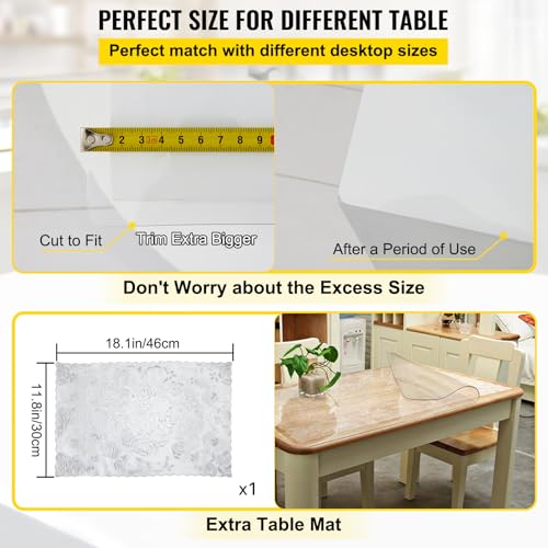 VEVOR Plastic Table Cover 42 x 78 Inch, 2 mm Thick Clear Table Protector, Rectangle Clear Desk Mat, Waterproof & Easy Cleaning for Office Dresser Night Stand - size: 78" x 42" (Rectangular)