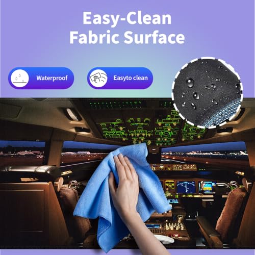 Large Gaming Mouse Pad (31.5" x 15.8") - Airplane Cockpit, Aircraft Flight Deck Design for Boeing 777 Enthusiast XXL Office Accessories, Premium Stitched Anti-Slip Office Desk Mat - color: Modern Aviation