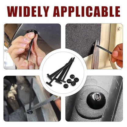 200 Pack Nylon Universal Cable Tie Buckle Zip Tie, Heavy Duty Self-Locking Push Pin with Button Fixion Tools, UV Resistant Plastic Rivet Fasteners for Car Auto Repair (Fender, Bumper, Trunk Liner) - color: 200