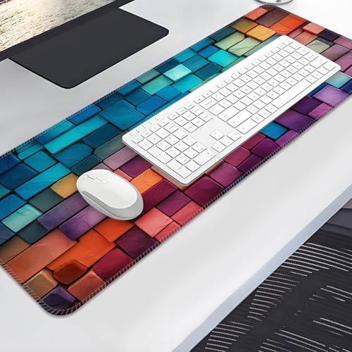 Large Gaming Mouse Pad, Full Keyboard Mat, Long Laptop Mousepad, Computer Mouse Mat for Home and Office, Anti-Slip Rubber Base, 31.5 x 11.5 Inches (Colorful) - color: Colorful