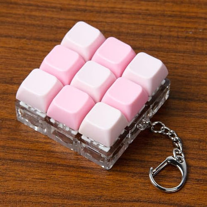 Keyboard Fidget Toy, Keyboard Keychain Fidget Toys, 9-in-1 Clicker Fidget Toy, Stress Relief Desk Decompression Button, Anxiety Relief Valentine's Day Gifts (2 Color-Mix Pink) - color: 2 Color-mix Pink