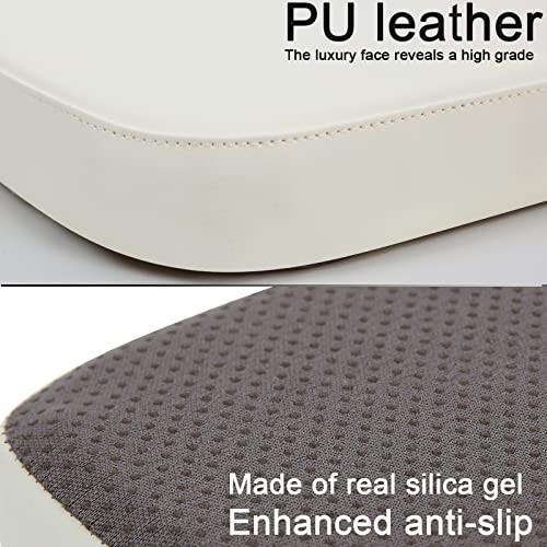 BUYUE 14" Metal Chair Cushion with Magnetic 1 Piece, Luxury PU Leather Waterproof Anti-Slip Seat Pad for Kitchen Cafe Dining Bistro Stackable Chairs (U-Shape, Off-White, 1) - color: Off-white, style: U-shape-1 Pcs