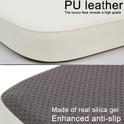 BUYUE 14" Metal Chair Cushion with Magnetic 1 Piece, Luxury PU Leather Waterproof Anti-Slip Seat Pad for Kitchen Cafe Dining Bistro Stackable Chairs (U-Shape, Off-White, 1) - color: Off-white, style: U-shape-1 Pcs
