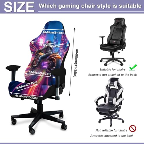 Gaming Chair Covers, 3D Printing Stretchable Soft Non-Slip Easy to Install Gamer Chair Cover with Armrest Cover(No Chair)(C) - color: C