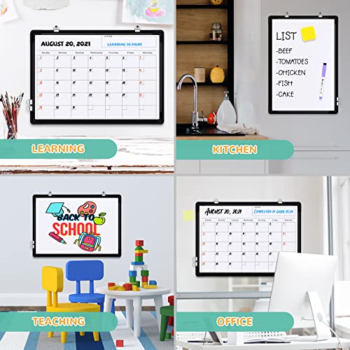 Monthly Calendar Whiteboard for Wall, 16x12 Inches Dry Erase Board, Small Magnetic White Board, Double-Sided Hanging Board for Office School Home Kitchen, Portable Board for Drawing Planning, Black - style: Whiteboard 16X12 Black