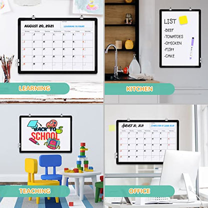 Monthly Calendar Whiteboard for Wall, 16x12 Inches Dry Erase Board, Small Magnetic White Board, Double-Sided Hanging Board for Office School Home Kitchen, Portable Board for Drawing Planning, Black - style: Whiteboard 16X12 Black