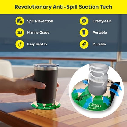 Lil Sucker Suction Cup Holder – Universal Drink Holder for Paddle Board, Kayak, ATV & Boat – Clip-On Coffee Anti-Spill - Outdoors Pack of 2 - color: Outdoors