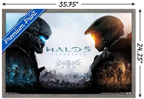 Trends International Halo 5 - Key Art Wall Poster, 34L x 22.4W, Barnwood Framed Version - color: Barnwood Framed Version, size: 34"L x 22.4"W