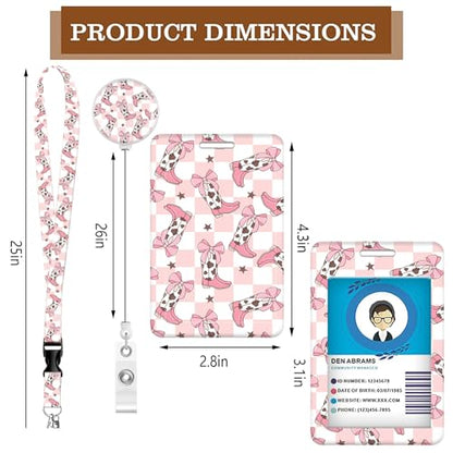 ID Badge Holder with Lanyard Fashionable ID Card Holders with Retractable Lanyards Soft Fiber Metal Clip Sturdy Buckle for Key Wallet Work Nurse Teacher (Cute Cowgirl Boots) - color: Cute Cowgirl Boots