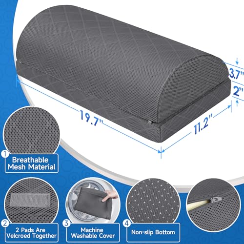 CushZone Foot Rest,Desk & Gaming Accessories,Foot Rest for Under Desk at Work,Comfortable Footrest with 2 Adjustable Heights & Removable Cover, Office Desk Accessories（Gray-20 in） - color: Grey, size: X-Large