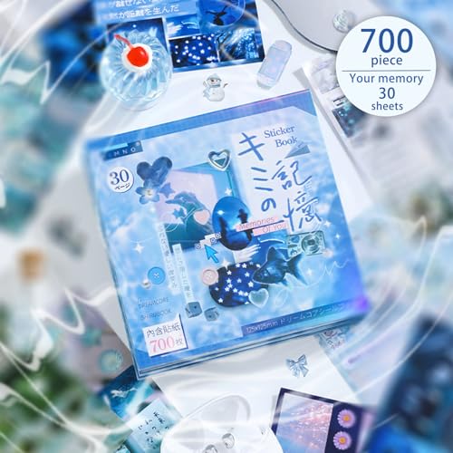 Memory-Themed Japanese Sticker Book: 700+ Die-Cut Glossy & Matte Stickers - 30 Sheets for Scrapbooking, Junk Journals, Planners-Prayer Board Supplies-Vision Board Supplies - color: Memory