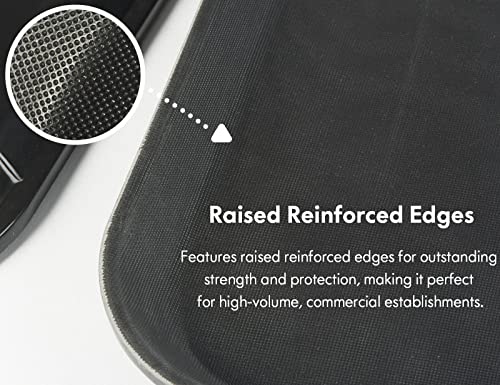 CURTA 2-Pack Restaurant Grade Non-Slip Tray, NSF, 18 Inch x 14 Inch, Plastic Rubber Lined Anti-Skid Rectangular Serving Tray, Black - color: Black-rectangular, size: 14 Inch x 18 Inch