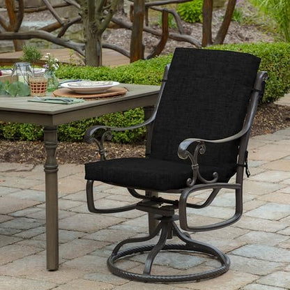 Arden Outdoor Midback Chair Cushion, 18 x 16.5, Rain-Proof, Fade Resistant Black Leala - color: Black Leala