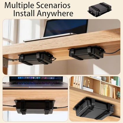 2 Pcs Universal Metal Laptop Charger Holder, Adjustable Under Desk Power Brick Mount Organizer for Charging Bricks & Cables Space Saving Power Adapters Mount, Secure Supply Holder for Chargers,Black - size: Middle