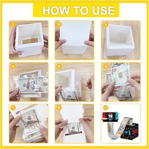 Video Game Birthday Money Pull Box with DIY Stickers for Any Ages, Happy Birthday Boxes Gifts for Money Pull Out Card, 50Pcs Transparent Bags - color: Red