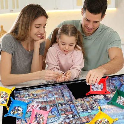 Jigsaw Puzzle Mat Roll Up - 3000 2000 1500 1000 Pieces Puzzel Matte, Black Felt Roll-Up Puzzles Felt Save Mats Trays for Sorting Board Clear Sheets and Frame Keeper for Adults - size: 500-3000 Pieces