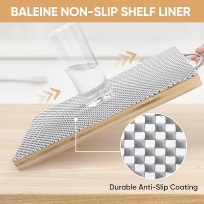 BALEINE Cabinet Liner, 12 in x 20 Ft Drawer and Shelf Liner for Kitchen Cabinets Non-Adhesive, Non-Slip Protect Desks, Cupboard, Drawers, Shelves, Tableware (Gray) - color: Gray, size: 12"W x 240"L