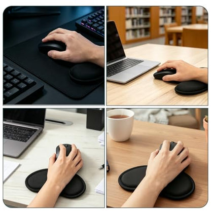 JJUNW 3 Pcs Wrist Rest for Mouse, Silicone Mouse Rest with Non-Slip Base, Black Wrist Pad for Typing Pain Relief, Office, Home, Gaming, Computer