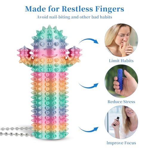 Little Ouchies Pain Stim Fidget Toy, 3D Printed Pocket Spiky Keychain with Clicker Button Spinner Sensory Toys for Anxiety Focus & Stress Reduction Novelty Gifts(D2) - color: D2