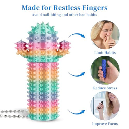 Little Ouchies Pain Stim Fidget Toy, 3D Printed Pocket Spiky Keychain with Clicker Button Spinner Sensory Toys for Anxiety Focus & Stress Reduction Novelty Gifts(D2) - color: D2