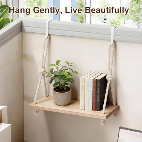 2-Pack Cubicle Shelf Hanging, Office Cubicle Wall Shelf with Rope Adjustable Hooks, Office Decor Desk Accessories, Organizer, Storage in Workspaces