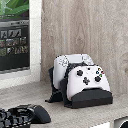 BRAINWAVZ Dual Game Controller Holder Desktop Stand - for PS5, Xbox Series X, One, PS4, Switch, PC, Gamepads & More UGDS06, Black - color: UGDS-06 Black