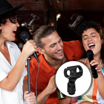 4 PCS Microphone Holder, Adjustable Angle Mic Holder Clip for Stand Rubber Flexible Microphone Clip Black Wireless Mic Holders Clamp for Mics Stand Handheld Microphones Recording Condenser Microphones