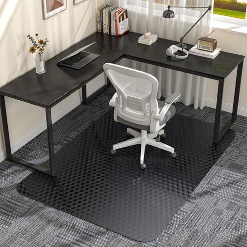Office Chair Mat for Low Pile Carpet with Lip, 36" x 48" Clear Plastic Heavy Duty Floor Protector, Smooth Glide Desk Chair Mat for Rolling Chairs, Computer Chair Mat for Home Office，Gaming-Black - size: 36"x48"