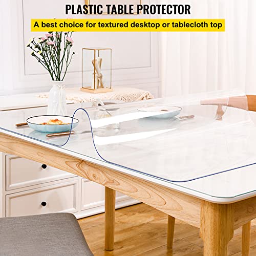 VEVOR Plastic Table Cover 40 x 72 Inch, 1.5 mm Thick Clear Table Protector, Rectangle Clear Desk Mat, Waterproof & Easy Cleaning for Office Dresser Night Stand - size: 72" x 40" (Rectangular)