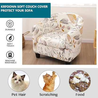 KRFOONN Club Chair Slipcover 2 Piece Stretch Printed Round Barrel Chair Covers Removable Tub Chair Slipcover with Elastic Bottom Chair Coverings Furniture Protector Cover for Living Room, B26 - color: Colorb26