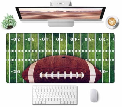 Gaming Mouse Pad Large, Keyboard Mouse Mat Desk Pad, Non-Slip Rubber Base with Stitched Edges Mousepad, 31.5X15.7 inch American Football Field and Ball - color: American Football Field and Ball, size: 31.5L x 15.7W inches
