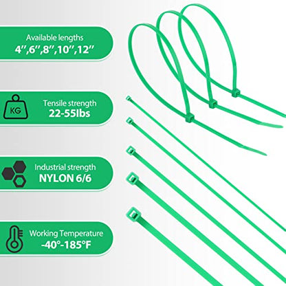 Shappy 24 Inch 50 Pcs Zip Ties Heavy Duty Strong Large Cable Wire Ties Zip Industrial Sturdy Wire, Awnings Tying Branches Bundling of Crops Fixed Water Pipes (Green) - color: Green, size: 24 inch