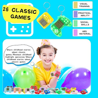 24 Pack Video Game Keychains Video Game Party Favors Mini MultiColors Gamepad Keychain Bulk for Kids Birthday Party Supplies Goodies Bags Stuffer