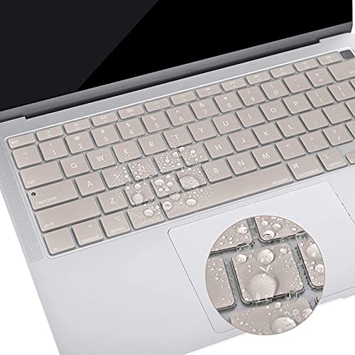 MOSISO Keyboard Cover Compatible with MacBook Air 13 inch 2022 2021 2020 Release A2337 M1 A2179 Retina Display with Touch ID Backlit Magic Keyboard, Waterproof Protective Silicone Skin, Rock Gray - color: Rock Gray