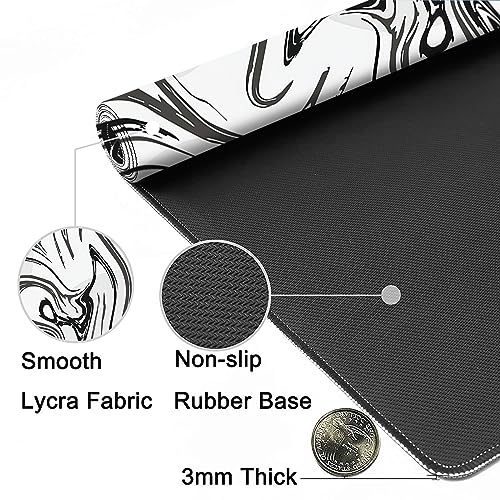 MIOAOSRT Desk Mat,Abstract Black and White Marbling Extended Gaming Mouse Pad,Large Non-Slip Rubber Base Mousepad with Stitched Edges,Waterproof Mouse Mat Desk Pad for Office Game Home 35.4x15.75 in - color: Black and White Marbling