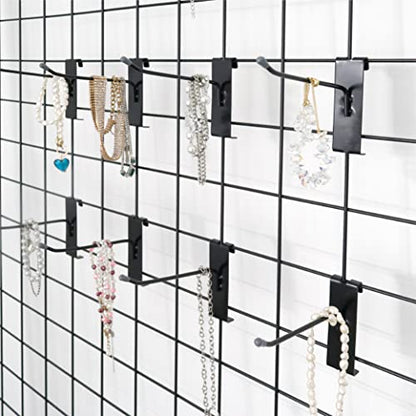 HUHOLE 50 Pack 6 Inch Black Gridwall Hooks Metal Display Hangers | Fits 3 x 3 Inch Wire Grid Panels, 20 lb Capacity Hooks for Retail Store, Craft Fair, Jewelry Rack and Garage Organizer - size: 6 Inch